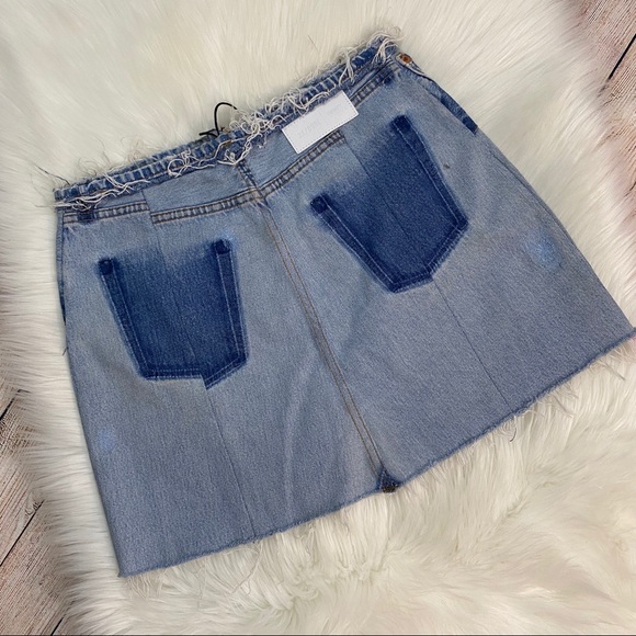 SOLD Re/Done Raw Edge Denim Mini Skirt - Picture 5 of 7